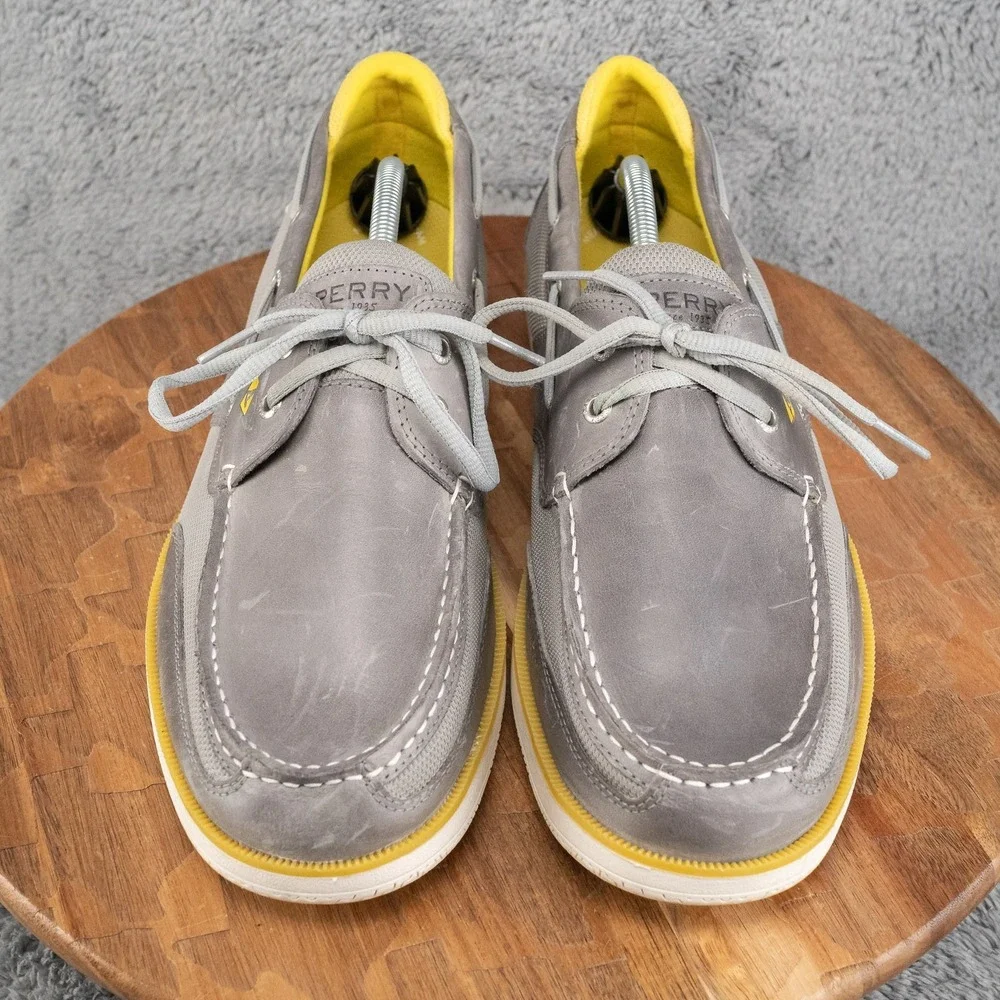 Sperry Men's Sz 13 Surveyor 2-Eye Boat Shoes Memory Foam Leather Gray STS234258